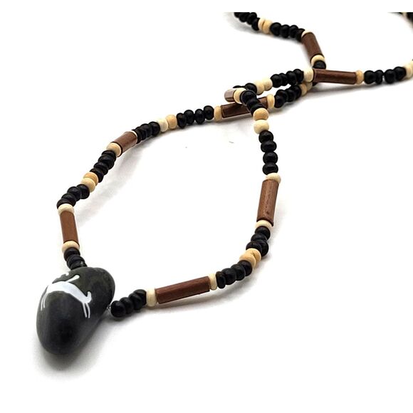 Lovely Handmade Gold and Brown Graduated Bead Necklace 19in - Picture 2 of 5